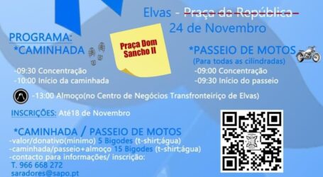 As inscrições para a Caminhada Solidária “Novembro Azul”, que se realiza no dia 24 de novembro, em Elvas